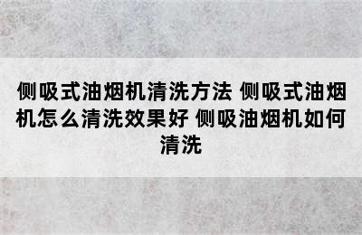 侧吸式油烟机清洗方法 侧吸式油烟机怎么清洗效果好 侧吸油烟机如何清洗